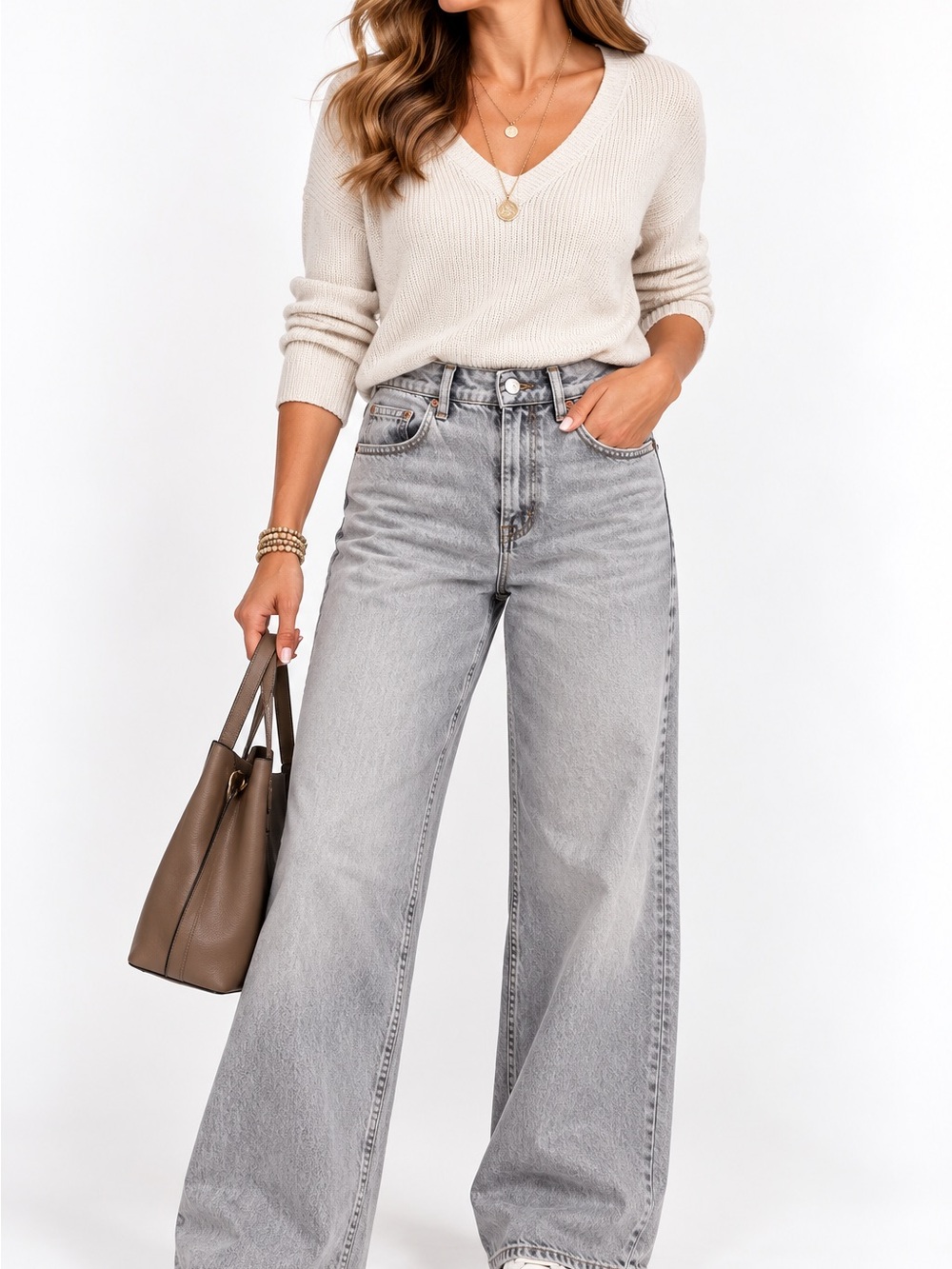 Zara Z1975 High-Waist Wide-Leg Jeans Gray Size 6